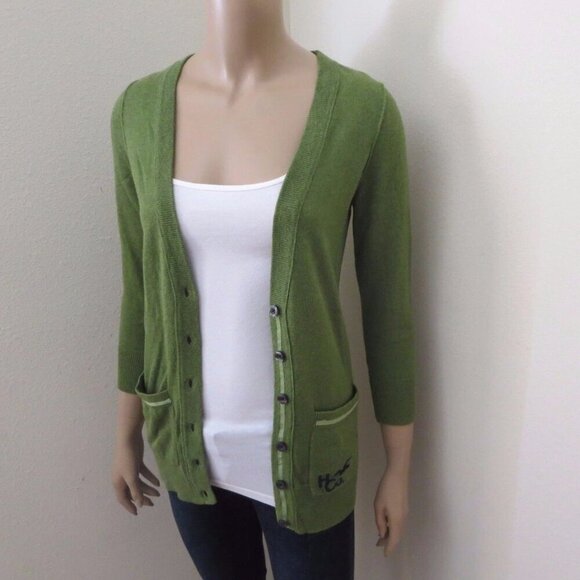 NWT Hollister Womens V-Neck Cardigan Size Small Sweater Top Shirt Green - Picture 3 of 7